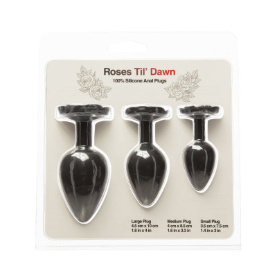 Набір силіконових анальних пробок BMS Roses Til’ Dawn Silicone Anal Plug Kit Starter Kit Black