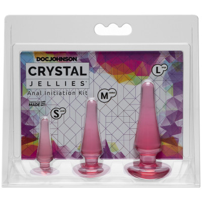 Набір анальних пробок Doc Johnson Crystal Jellies - Pink, макс. діаметр 2см - 3 см - 4 см Набір анальних пробок Doc Johnson Crystal Jellies - Pink, макс. діаметр 2см - 3 см - 4 см
