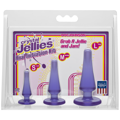 Набір анальних пробок Doc Johnson Crystal Jellies Anal - Purple, макс. діаметр 2см - 3 см - 4 см