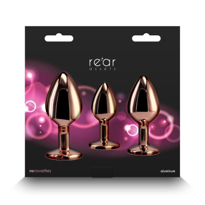 Набір анальних пробок NS Novelties Rear Assets - Trainer Kit - Rose Gold - Pink Gem