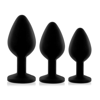 Набір силіконових анальних пробок із кристалом Rianne S: Booty Plug Set Black, діаметр 2,7см, 3,5см, Набір силіконових анальних пробок із кристалом Rianne S: Booty Plug Set Black, діаметр 2,7см, 3,5см,