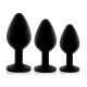 Набір силіконових анальних пробок із кристалом Rianne S: Booty Plug Set Black, діаметр 2,7см, 3,5см,-3