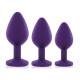 Набір силіконових анальних пробок із кристалом Rianne S: Booty Plug Set Purple, діаметр 2,7см, 3,5см-3