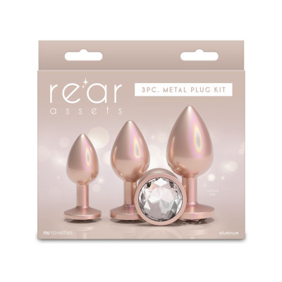 Набір анальних пробок NS Novelties Rear Assets - Trainer Kit - Iridescent Champagne - Clear Gem