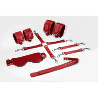 Набір Feral Feelings BDSM Kit 5 Red, наручники, поножі, конектор, маска, паддл