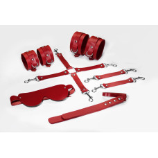 Набір Feral Feelings BDSM Kit 5 Red, наручники, поножі, конектор, маска, паддл