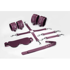 Набір Feral Feelings BDSM Kit 5 Burgundy, наручники, поножі, конектор, маска, паддл