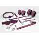 Набір Feral Feelings BDSM Kit 7 Burgundy, наручники, поножі, конектор, маска, паддл, кляп, затискачі