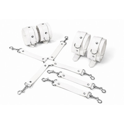 Набір для БДСМ Feral Feelings BDSM Kit 3 White, наручники, поножі, хрестовина