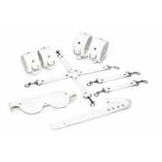 Набір Feral Feelings BDSM Kit 5 White, наручники, поножі, хрестовина, маска, падл