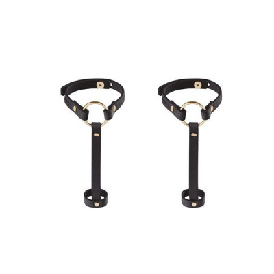 Пара браслетів на зап'ясті і палець Bijoux Indiscrets MAZE Hand Bracelet Harness Black, екошкіра