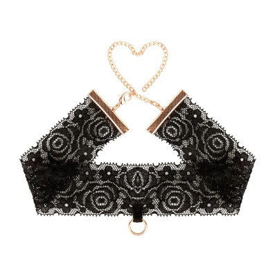 Мереживні наручники та комір Rosy Gold - Lace Cuffs and Collar - Black