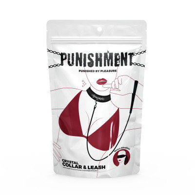 Нашийник із повідцем Punishment - Crystal Collar & Leash - Black