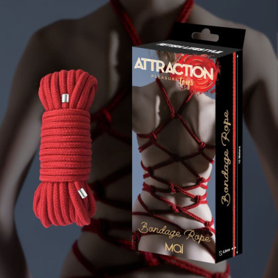 Мотузка для BDSM BTB Bondage Rope Red, довжина 10 м, діаметр 65 мм, поліестер