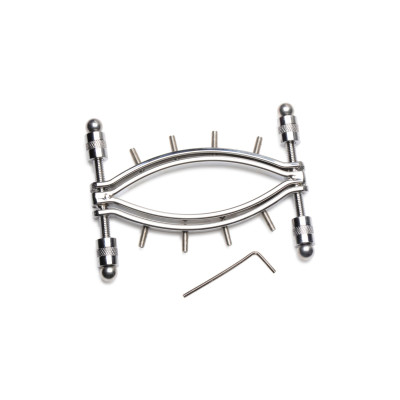 Затискач для статевих губ Master Series Spread'Em Poker Vagina Clamp with Adjustable Pressure Screws
