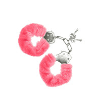 Наручники S Pleasures Furry Cuffs Pink з пухнастим оздобленням, 2 ключі в комплекті
