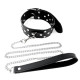 Нашийник з повідцем із натуральної шкіри із заклепками Art of Sex - Jenna Collar with Leash, чорний-1