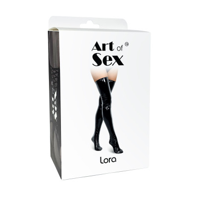 Сексуальні вінілові панчохи Art of Sex - Lora, розмір S, з ефектом голограми