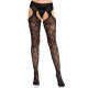 Колготки Leg Avenue Cross Hatch Floral Lace Suspender Hose One Size-1
