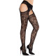 Колготки Leg Avenue Cross Hatch Floral Lace Suspender Hose One Size-2