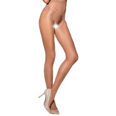 Еротичні колготки TIOPEN 006 beige 3/4 (30 den) - Passion, з вирізом, імітація трусиків