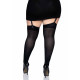 Leg Avenue Nylon Thigh Highs + PLUS SI Black-1