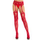 Колготки Leg Avenue Net Stockings with Attached Garter Belt One Size Red-1