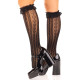 Шкарпетки ажурні з рюшами Leg Avenue Sweetheart Ruffle Cuff Knee Highs Black, високі-1