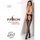 Еротичні колготки-бодістокінг Passion S018 black, імітація панчох з вертикальними смужками та пояс-6