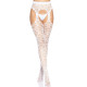 Leg Avenue Heart net suspender hose OS White-2
