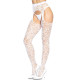 Leg Avenue Heart net suspender hose OS White-3