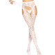 Leg Avenue Heart net suspender hose OS White-4