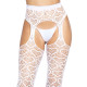 Leg Avenue Heart net suspender hose OS White-5