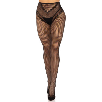 Панчохи Leg Avenue Crotchless Net Tights with Heart Backseam Black One Size