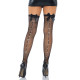 Панчохи-сітка зі швом ззаду Leg Avenue Bow back seam thigh highs One size Black, атласний бант-2