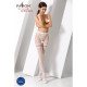 Еротичні колготки-бодістокінг Passion S015 white, імітація панчох у сіточку та трусиків з доступом-1