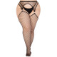 Панчохи Leg Avenue Stokings with O-ring Attached Garter Belt Black 1X/2X-2