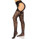 Панчохи Leg Avenue Eyelet lace suspender hose Black One Size-1