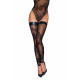 Панчохи Noir Handmade F243 Tulle stockings with patterned flock embroidery - XL-2