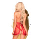 Комплект сорочка у стилі 60-х та трусики з доступом Penthouse - Libido Boost Red S/M-1
