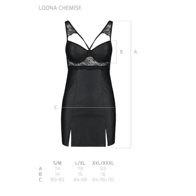 Бебі-дол з еко-шкіри та мережива Loona Chemise black S/M - Passion Бебі-дол з еко-шкіри та мережива Loona Chemise black S/M - Passion