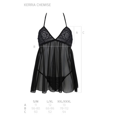 Пеньюар Passion KERRIA CHEMISE black XXL/XXXL - ECO Passion
