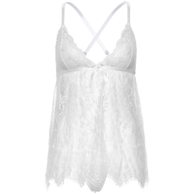 Пеньюар Leg Avenue Floral lace babydoll & string White L