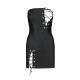 Мінісукня з екошкіри Celine Chemise black L/XL — Passion: шнурівка, трусики в комплекті-4