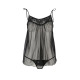 Сорочка прозора бебі дол MELANIA CHEMISE black XXL/XXXL - Passion, трусики, на тонких бретелях-2