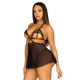 Пеньюар Leg Avenue Lace and mesh babydoll & panty Black M-5