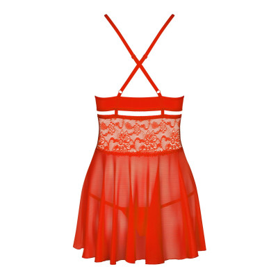 Бебі-дол Obsessive 838-BAB-3 babydoll & thong red L/XL