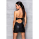 Мінісукня з екошкіри CELINE CHEMISE black S/M — Passion: шнурівка, трусики в комплекті-3