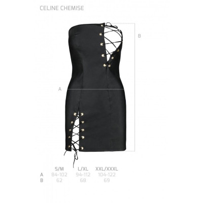 Мінісукня з екошкіри CELINE CHEMISE black S/M — Passion: шнурівка, трусики в комплекті Мінісукня з екошкіри CELINE CHEMISE black S/M — Passion: шнурівка, трусики в комплекті