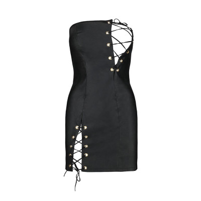 Мінісукня з екошкіри CELINE CHEMISE black S/M — Passion: шнурівка, трусики в комплекті Мінісукня з екошкіри CELINE CHEMISE black S/M — Passion: шнурівка, трусики в комплекті